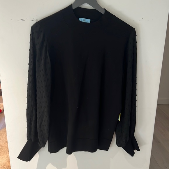 CeCe Tops Nwt Cece Clip Dot Sleeve Sweater Black M Poshmark